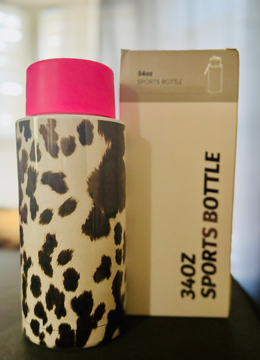 Cow Print 34oz Water Bottle